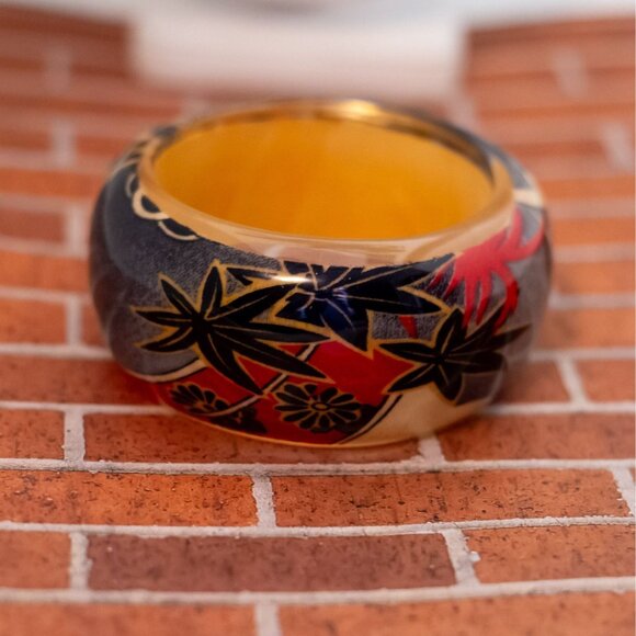 7 inch, Vintage Art Nouveau Tropical Trees Abstract Bangle - WX9 - Picture 1 of 3